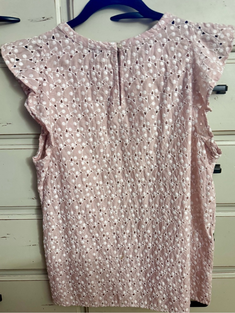 LOFT Blush Pink Eyelet Flutter-Sleeve Top - Picture 3 of 4